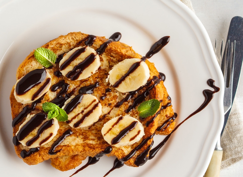 Recette de Pain perdu aux bananes, sauce chocolat Intermarché