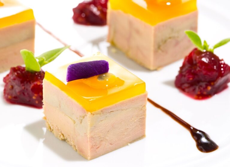 Blokjes foie gras met gelei van sauternes en saffraan Intermarché